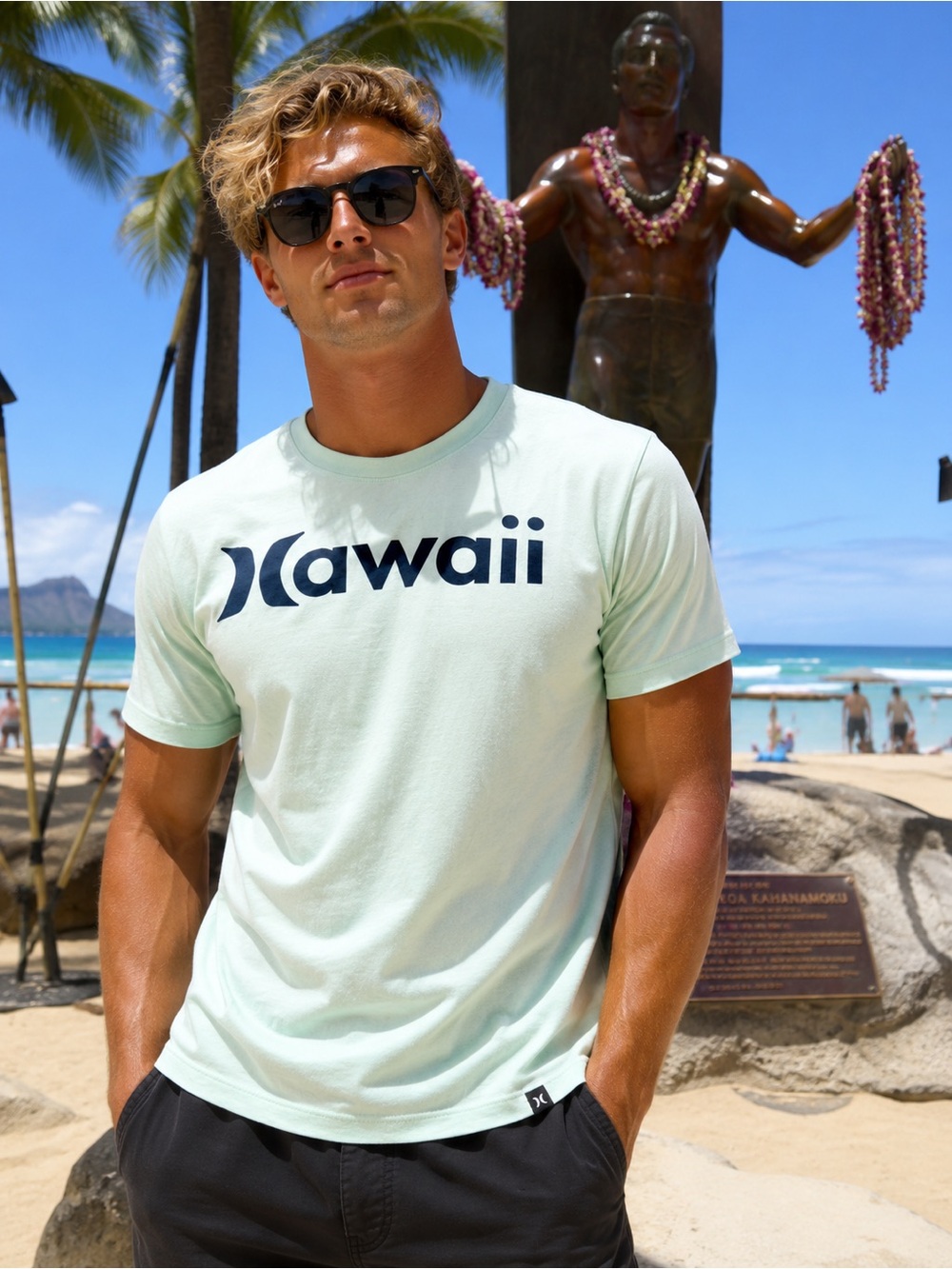 Hurley Light Mint 'Hawaii' Graphic Short Sleeve Tee